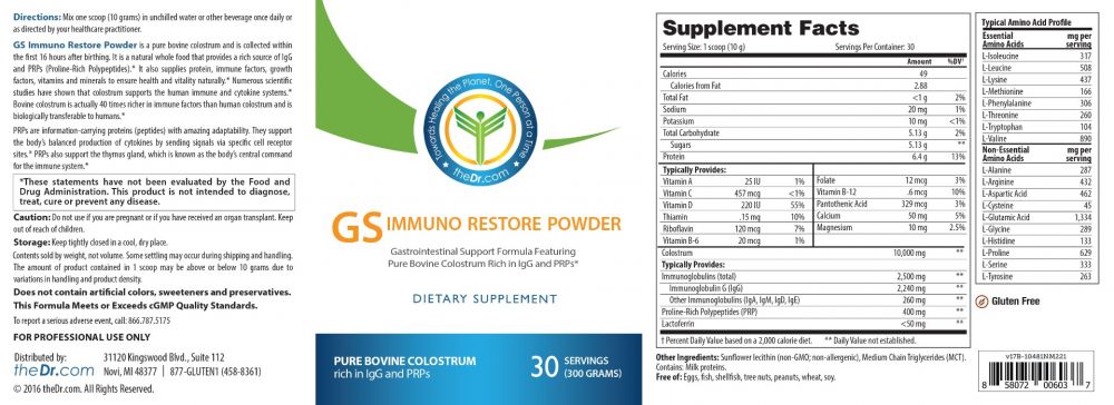 GS Immuno Restore Powder Label